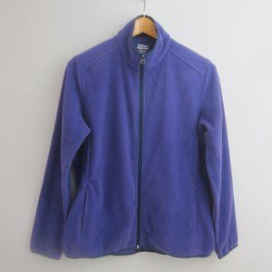The Vermont Country Store Womens Large Purple LS Full Zip Fleece Jacket Sweater
